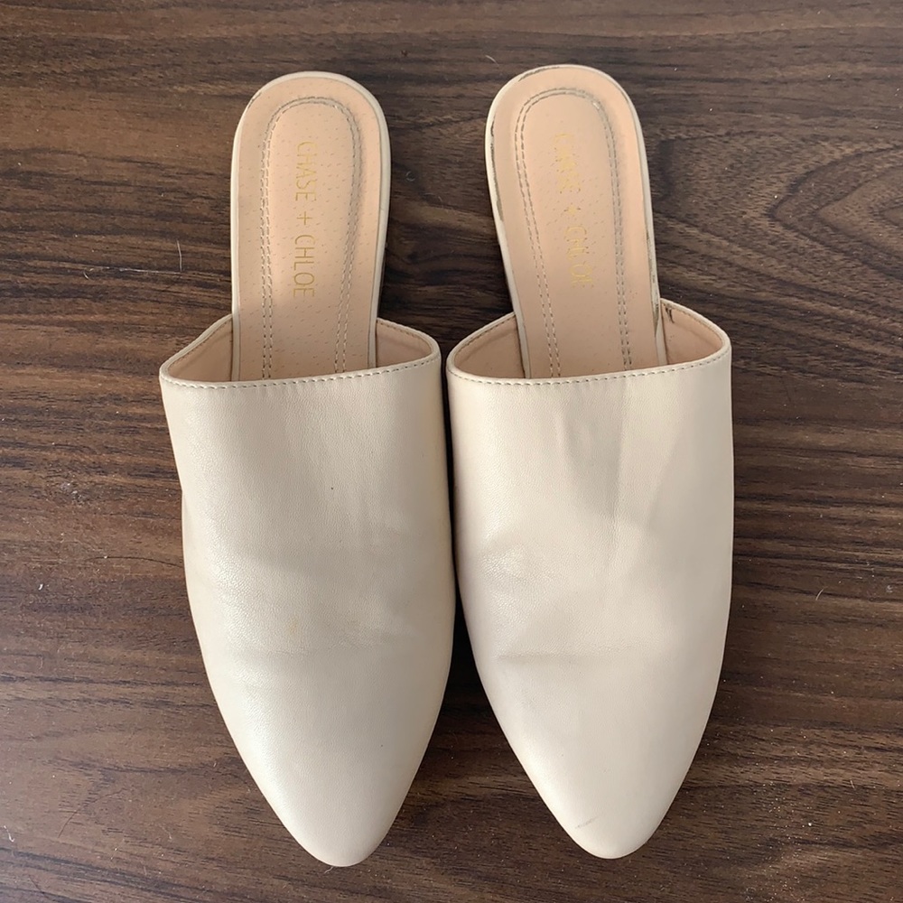 Cream mule slip ons